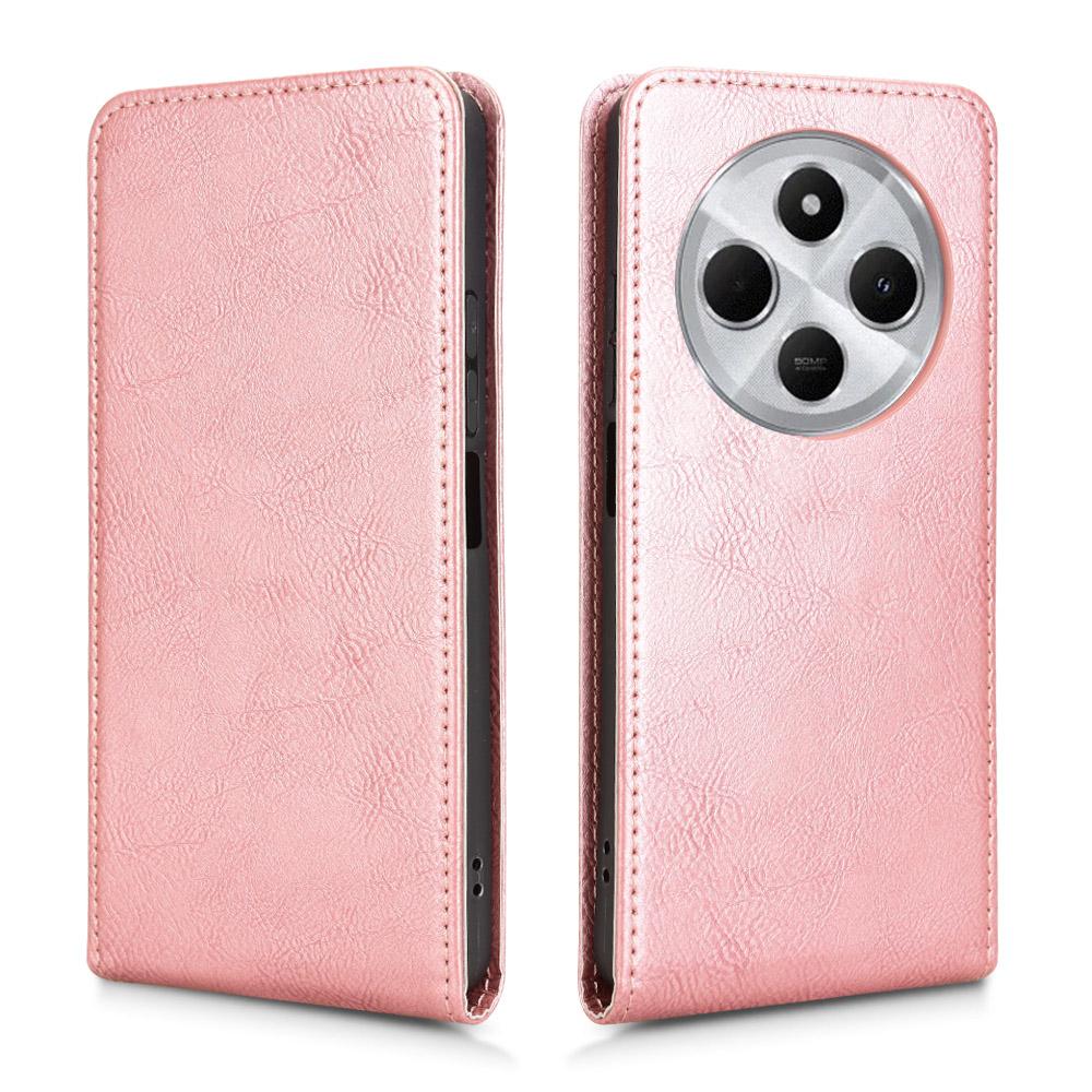 For Redmi 14C 4G / 14R 5G Magnetic Vertical Flip Leather Phone Case(Rose Gold)