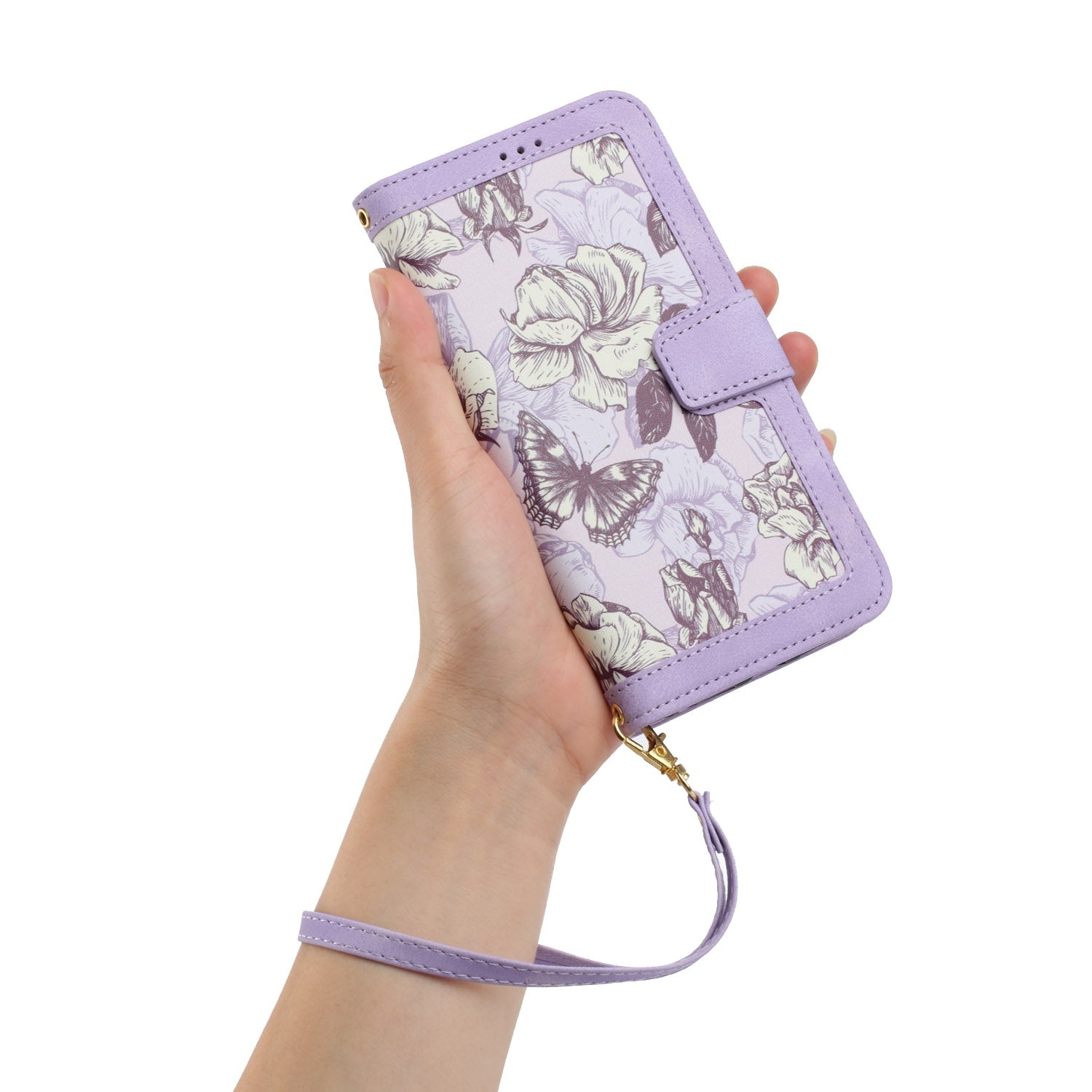 For Redmi 14C 4G Floral Pattern Leather Phone Case with Lanyard(Light Purple)