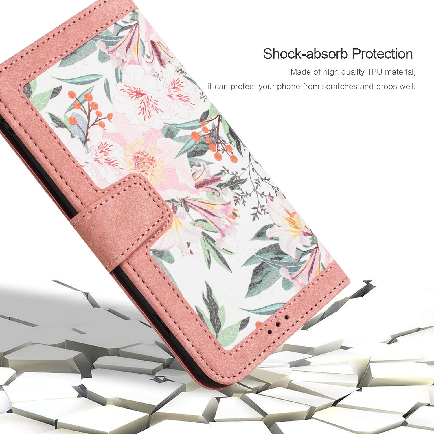 For Redmi 14C 4G Floral Pattern Leather Phone Case with Lanyard(Pink)