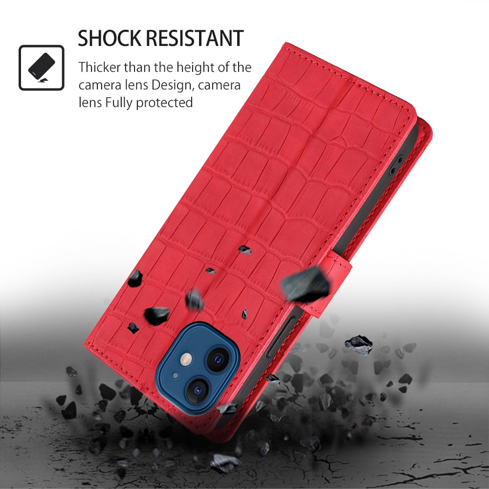 For Redmi 14C 4G Skin Feel Crocodile Magnetic Clasp Leather Phone Case(Red)