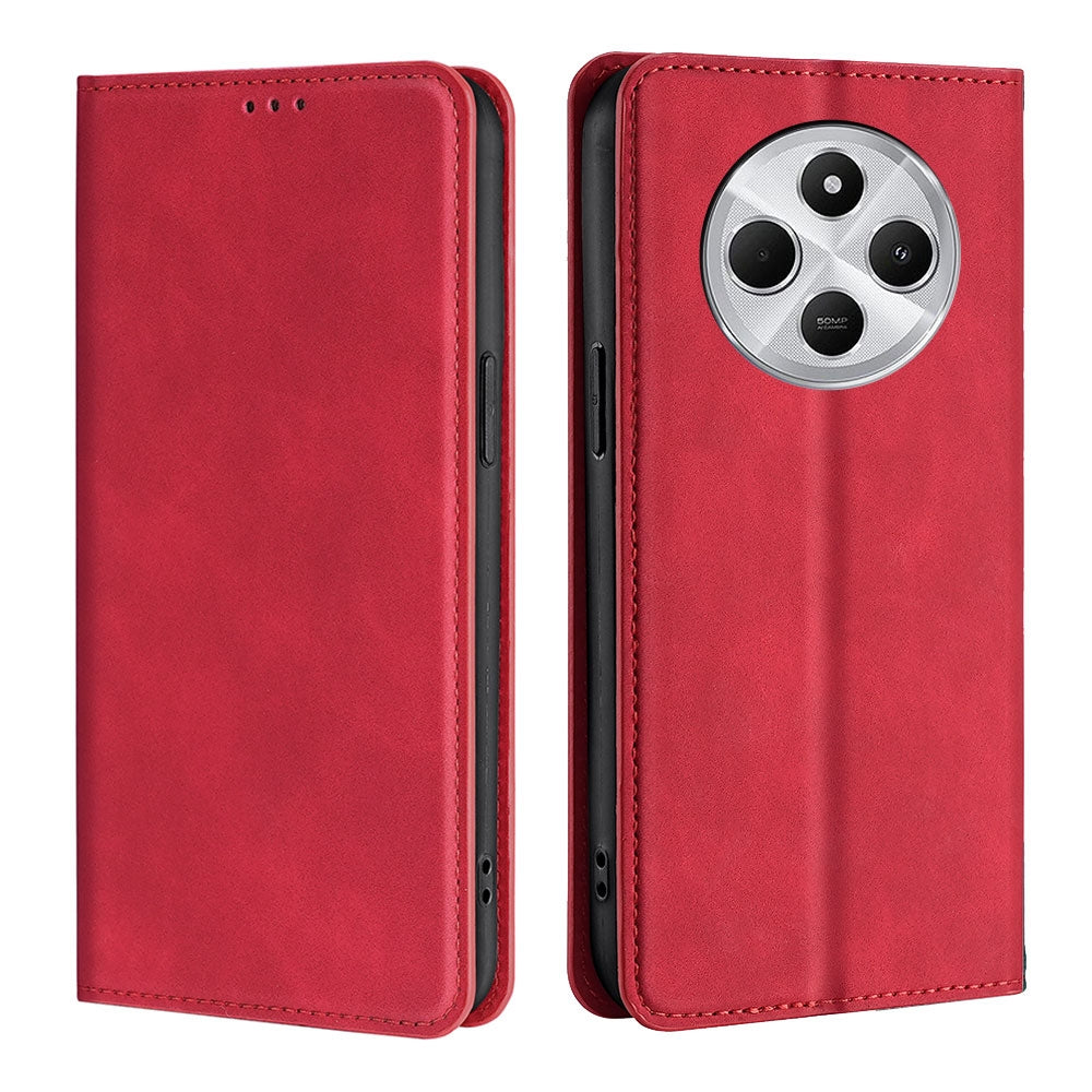 For Redmi 14C 4G Skin Feel Magnetic Leather Phone Case(Red)