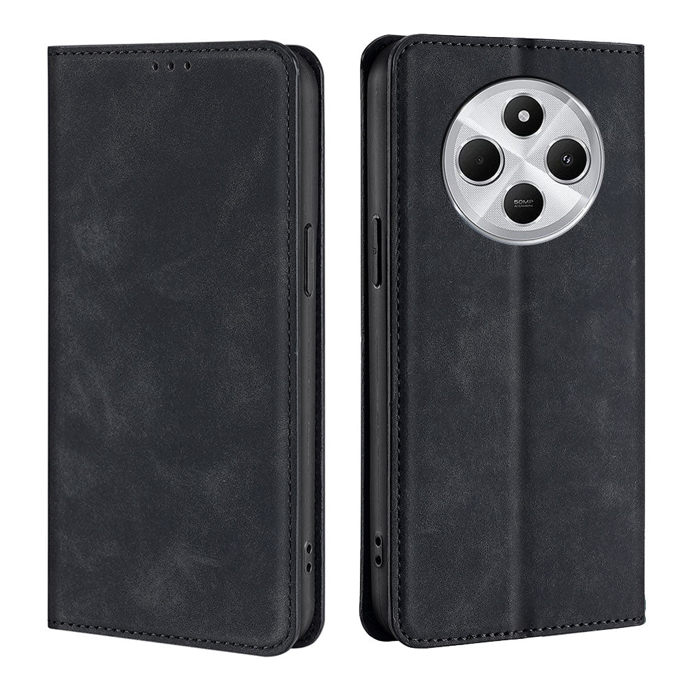 For Redmi 14C 4G Skin Feel Magnetic Leather Phone Case(Black)