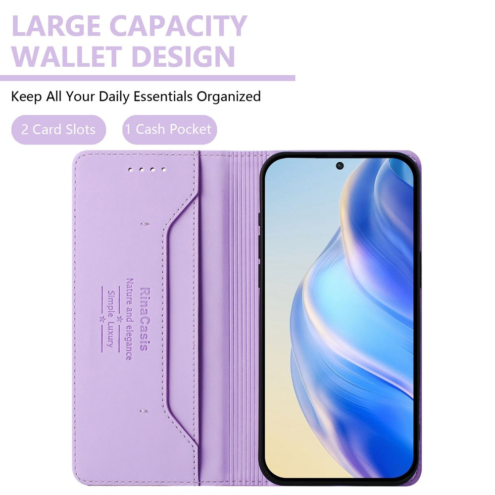 For Redmi 14C 4G / 14R 5G Global RC01 Dual-Folded Magnetic Suction RFID Leather Phone Case(Light Purple)