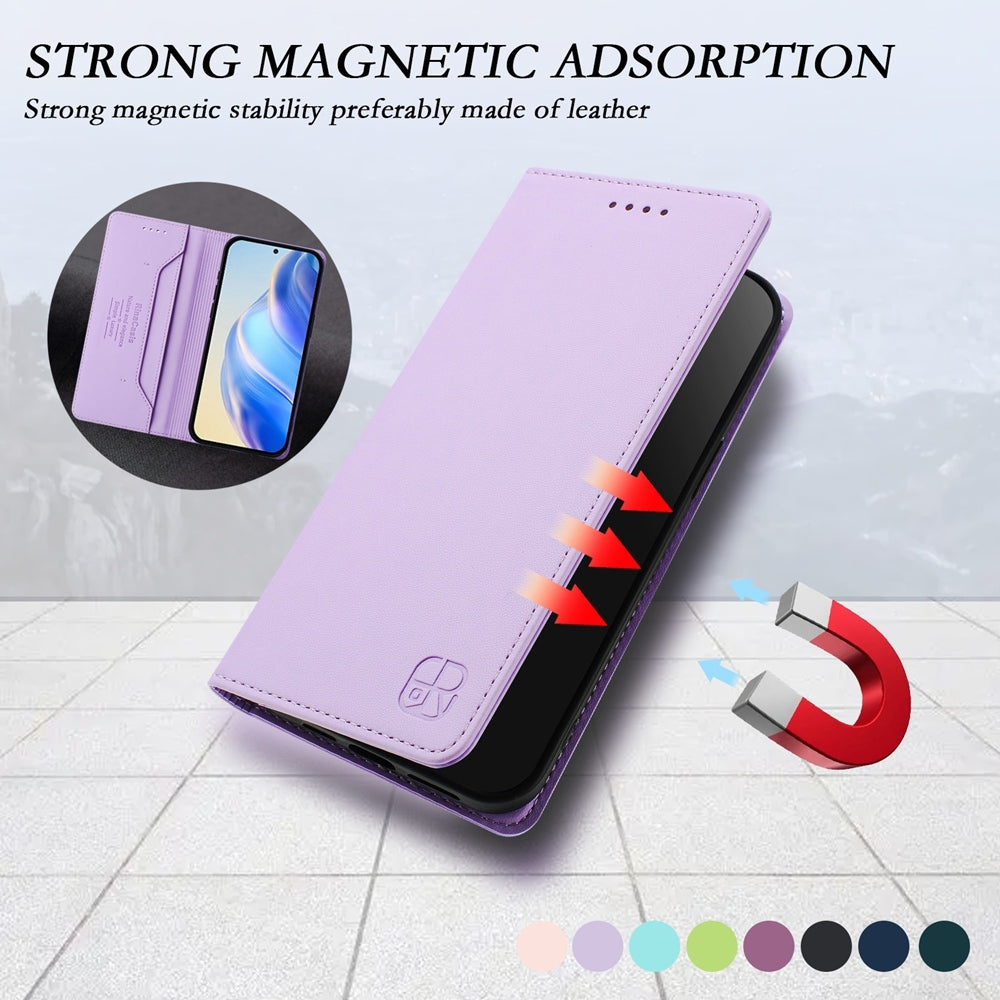 For Redmi 14C 4G / 14R 5G Global RC01 Dual-Folded Magnetic Suction RFID Leather Phone Case(Light Purple)