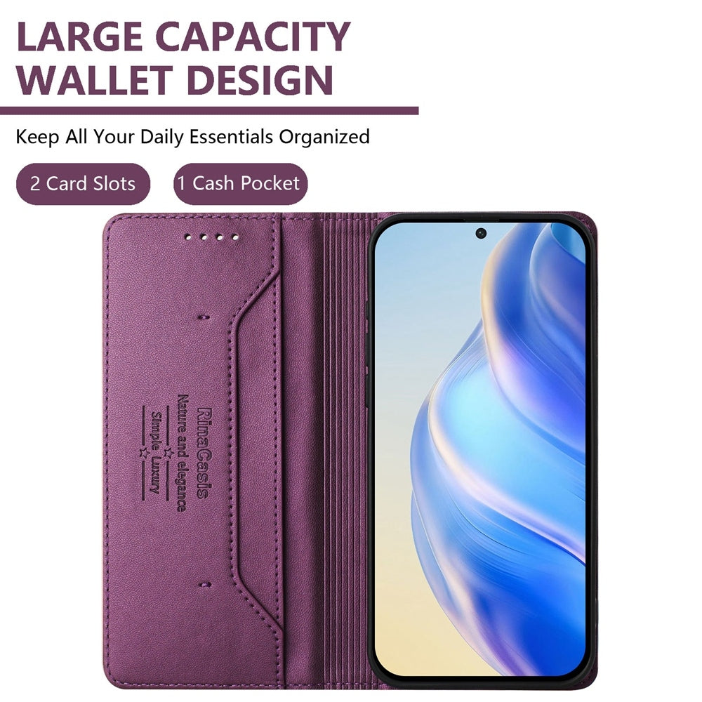 For Redmi 14C 4G / 14R 5G Global RC01 Dual-Folded Magnetic Suction RFID Leather Phone Case(Violet)