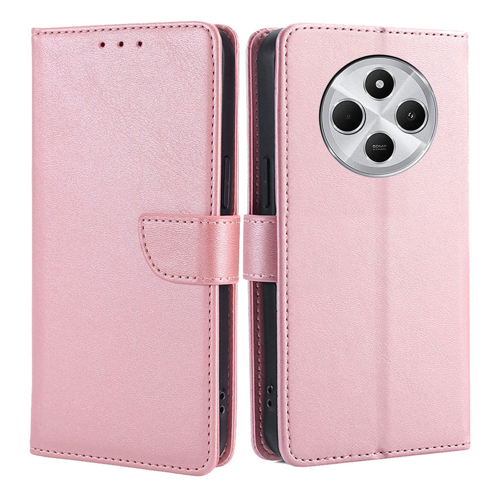 For Redmi 14C 4G Calf Texture Buckle Flip Leather Phone Case(Rose Gold)