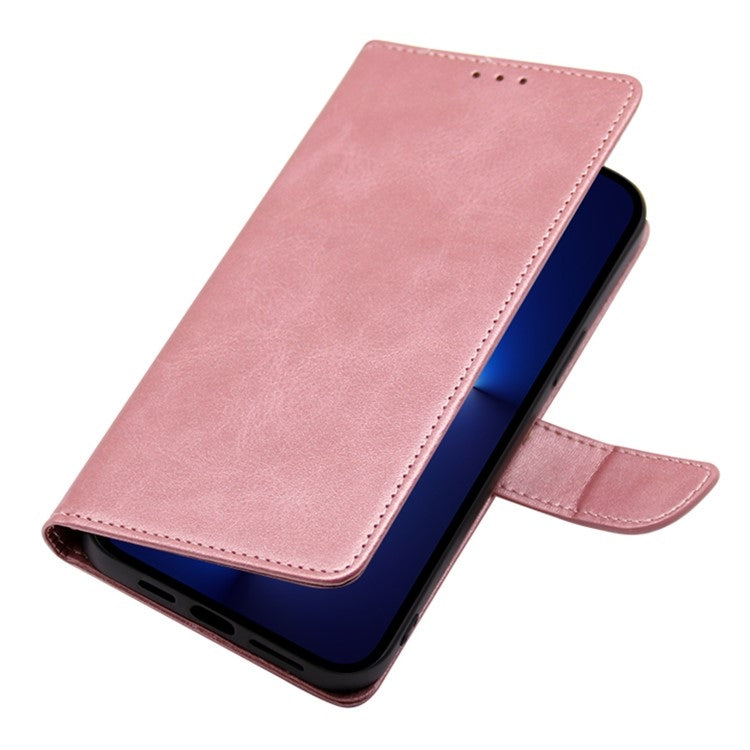 For Redmi 14C 4G Calf Texture Buckle Flip Leather Phone Case(Rose Gold)