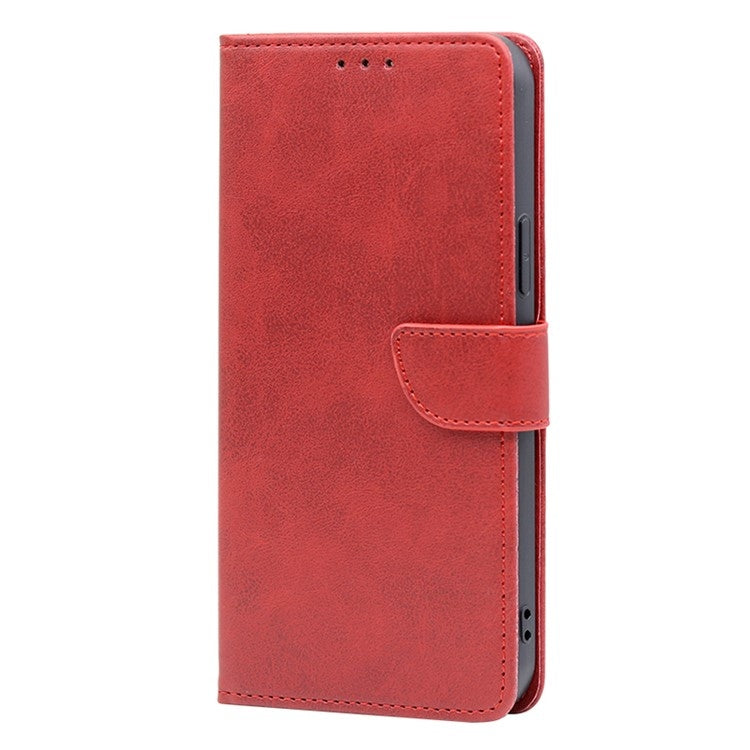 For Redmi 14C 4G Calf Texture Buckle Flip Leather Phone Case(Red)