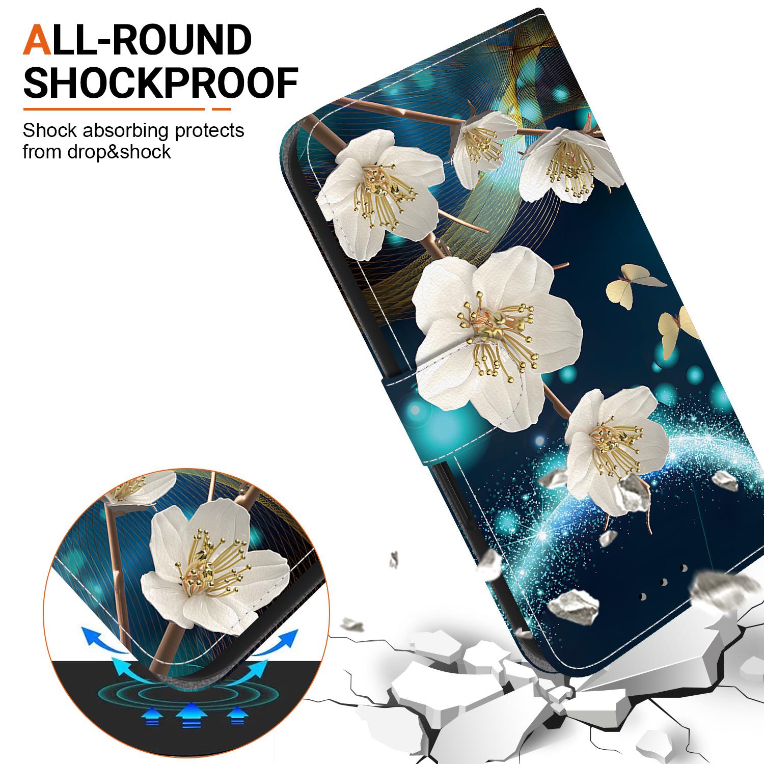 For Redmi 14C 4G Crystal Texture Colored Drawing Leather Phone Case(Magnolia)