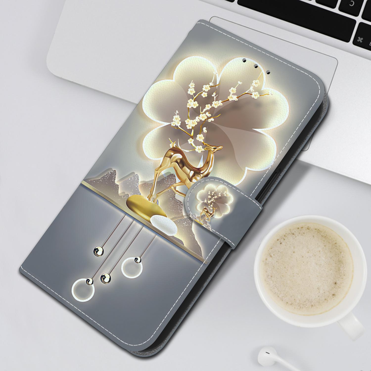 For Redmi 14C 4G Crystal Texture Colored Drawing Leather Phone Case(Sika Deer)