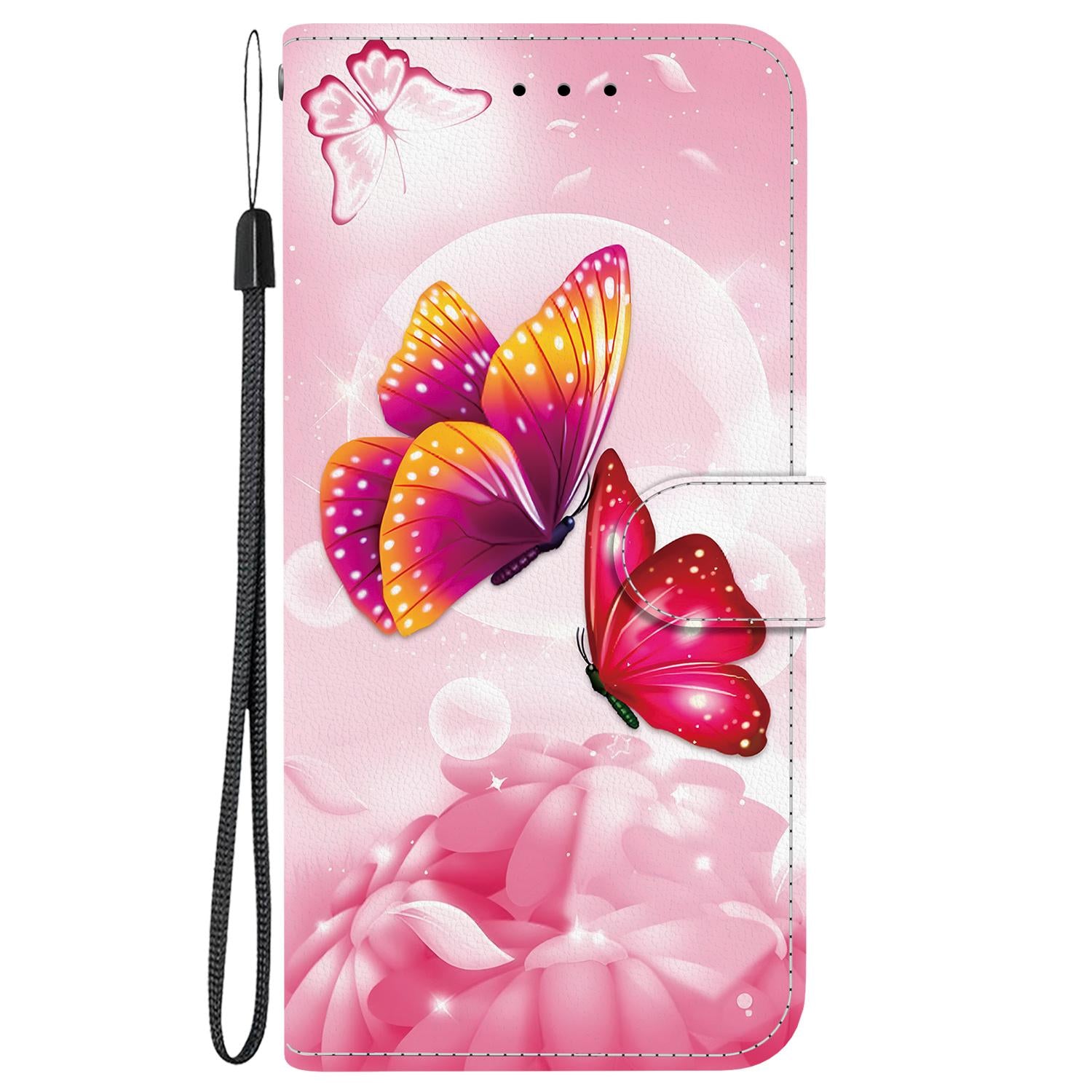 For Redmi 14C 4G Crystal Texture Colored Drawing Leather Phone Case(Pink Butterflies)