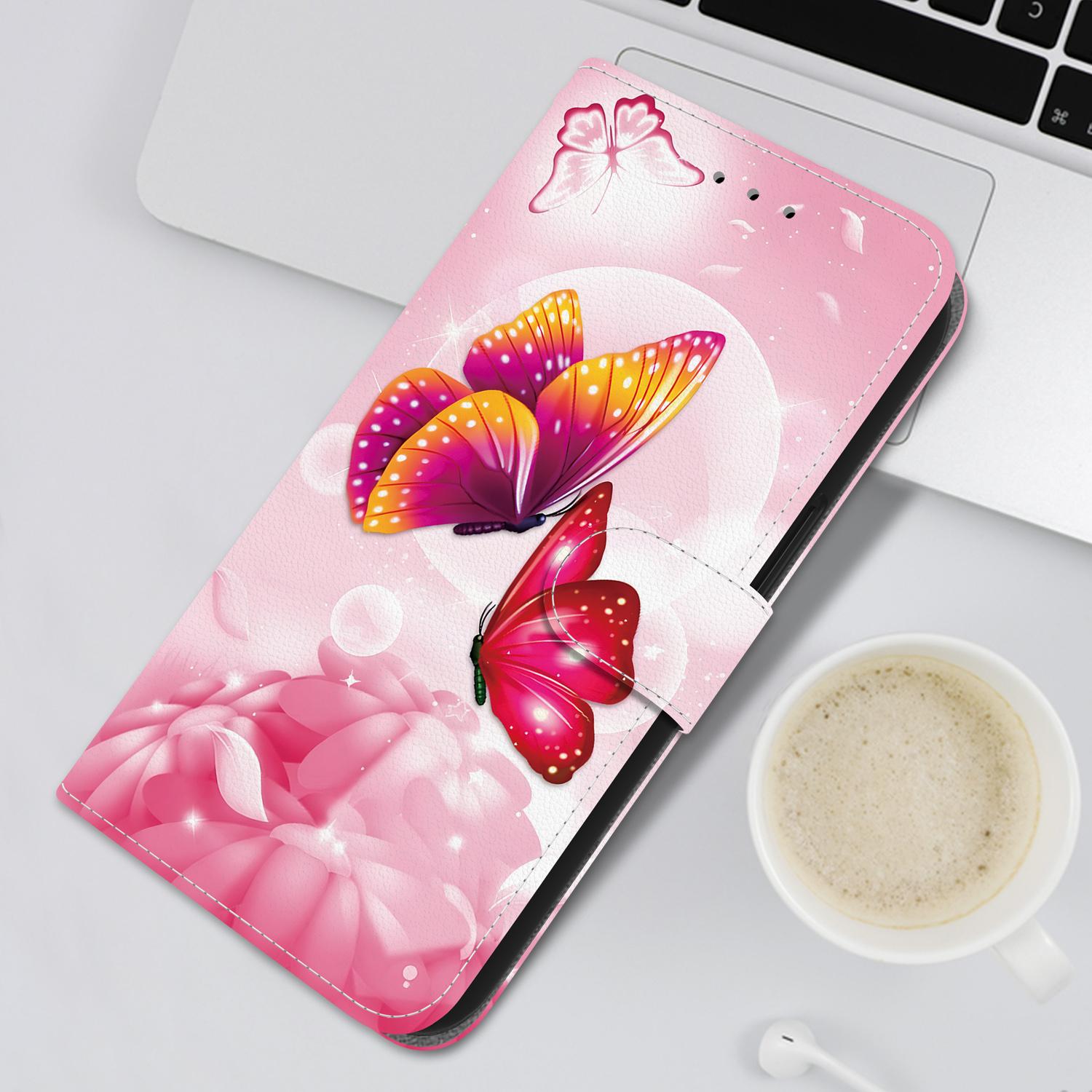 For Redmi 14C 4G Crystal Texture Colored Drawing Leather Phone Case(Pink Butterflies)