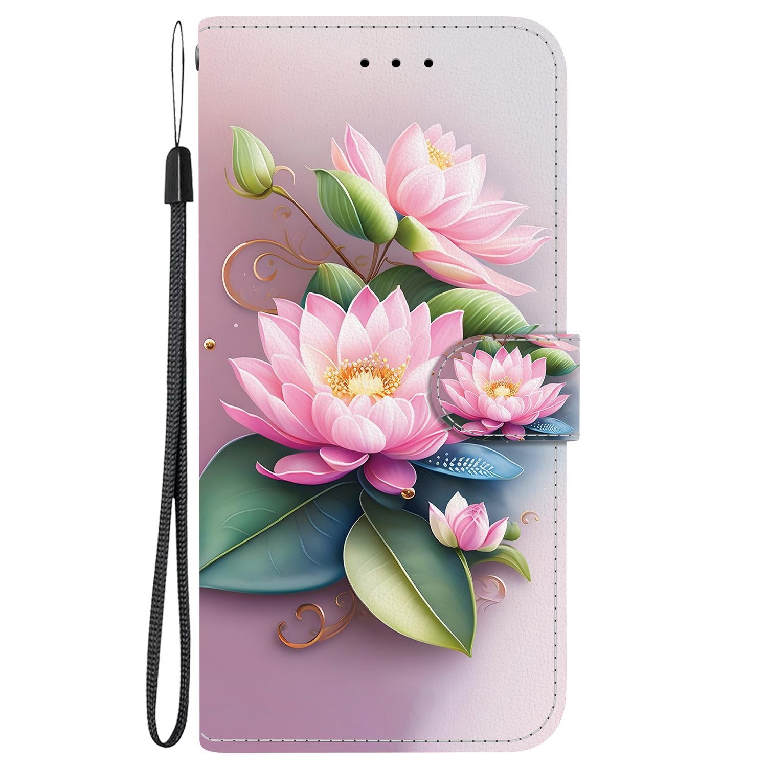 For Redmi 14C 4G Crystal Texture Colored Drawing Leather Phone Case(Lotus)