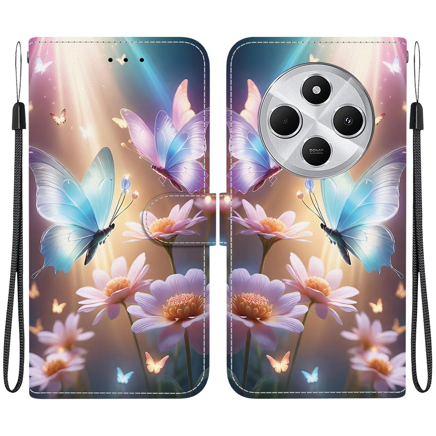 For Redmi 14C 4G Crystal Texture Colored Drawing Leather Phone Case(Butterfly Love Flower)