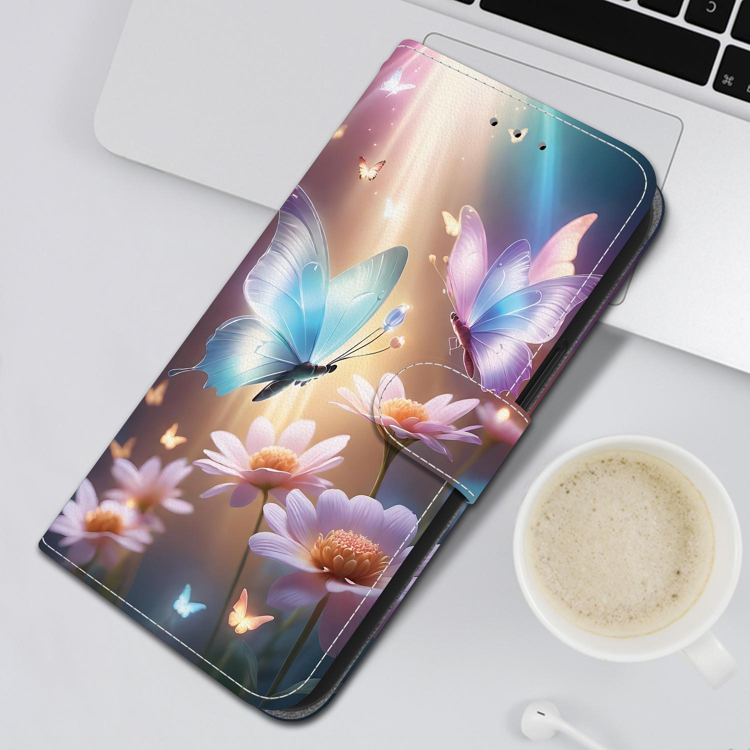 For Redmi 14C 4G Crystal Texture Colored Drawing Leather Phone Case(Butterfly Love Flower)