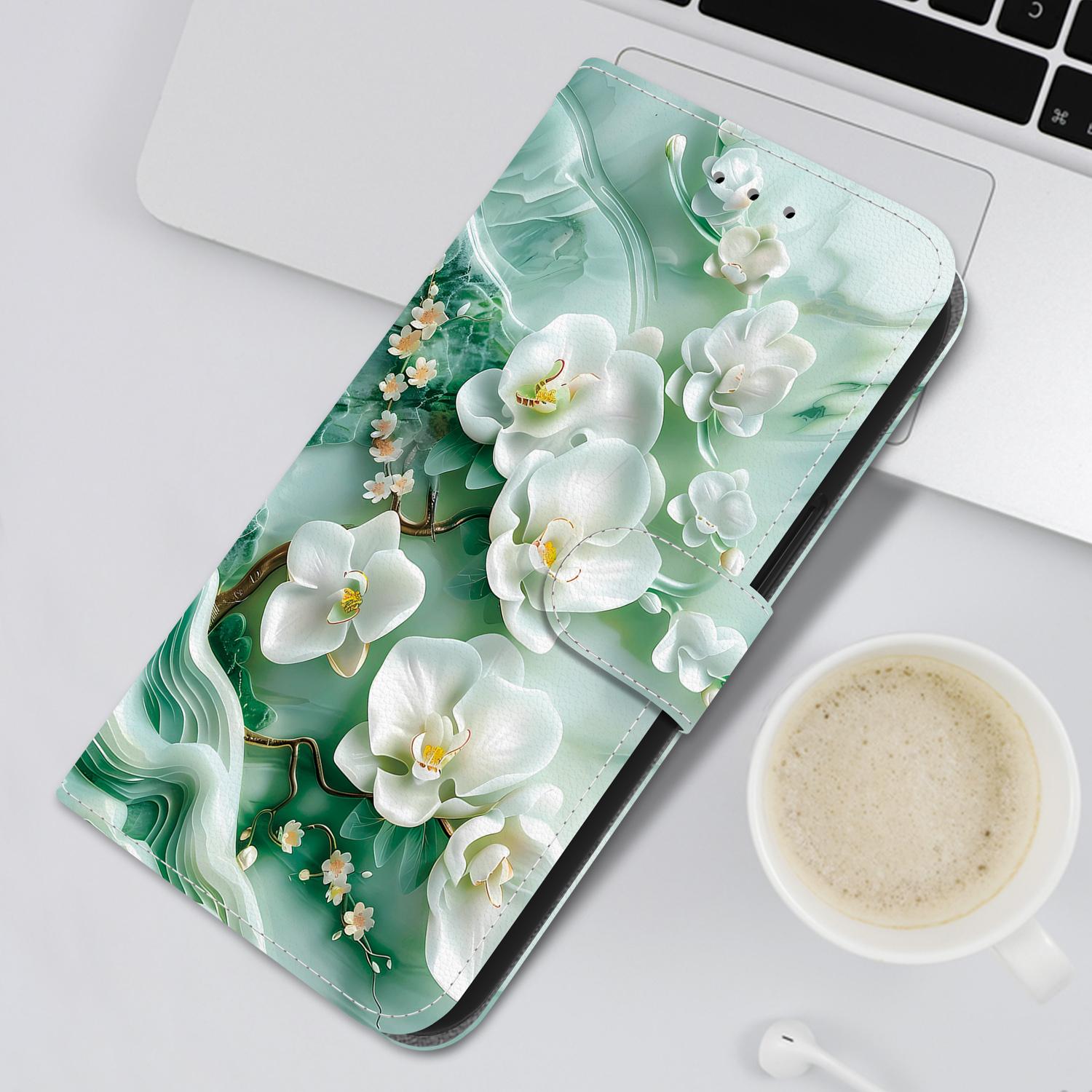 For Redmi 14C 4G Crystal Texture Colored Drawing Leather Phone Case(Jade Flowers)