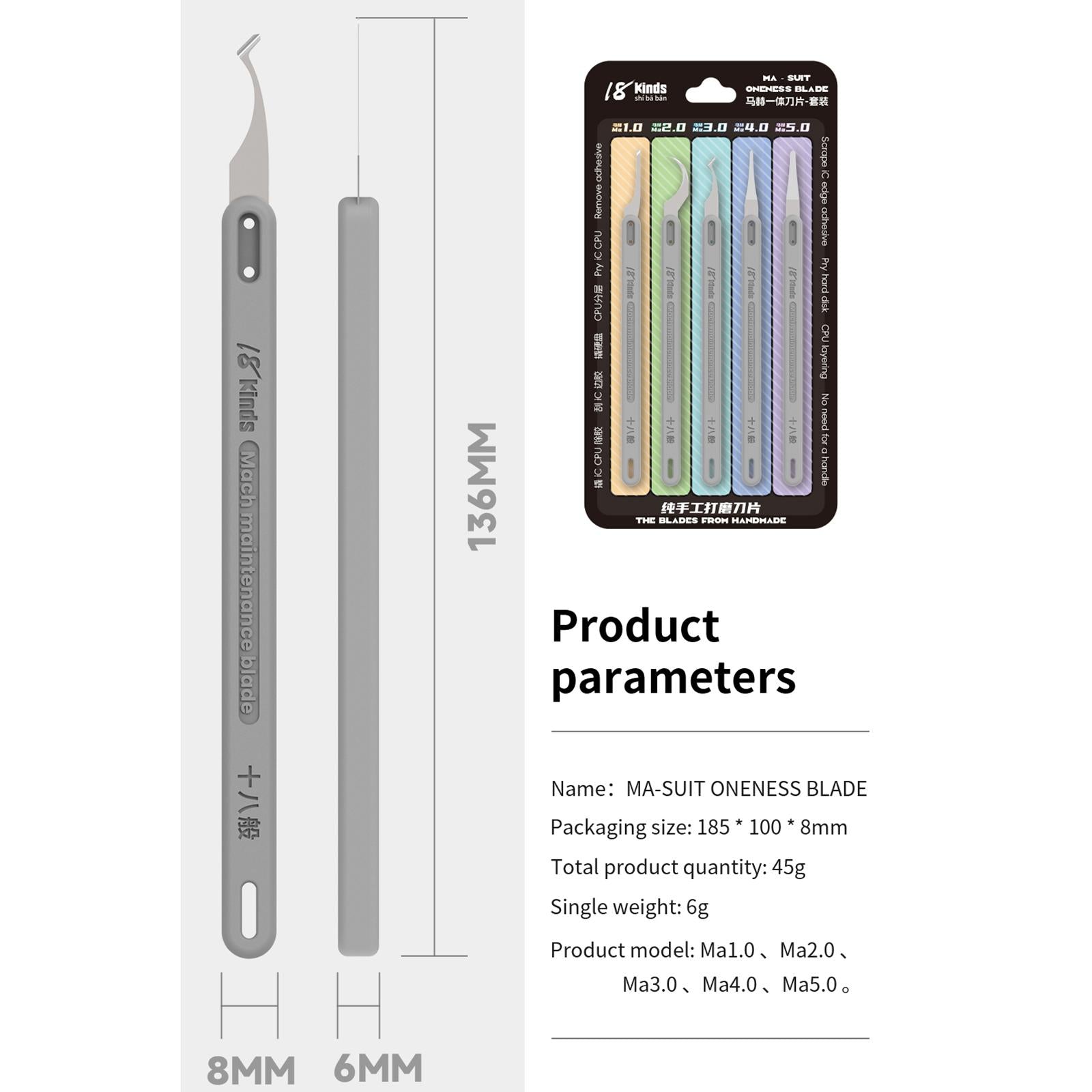 18 Kinds Ma-Suit 5 in 1 Hand Polished Blades Kit