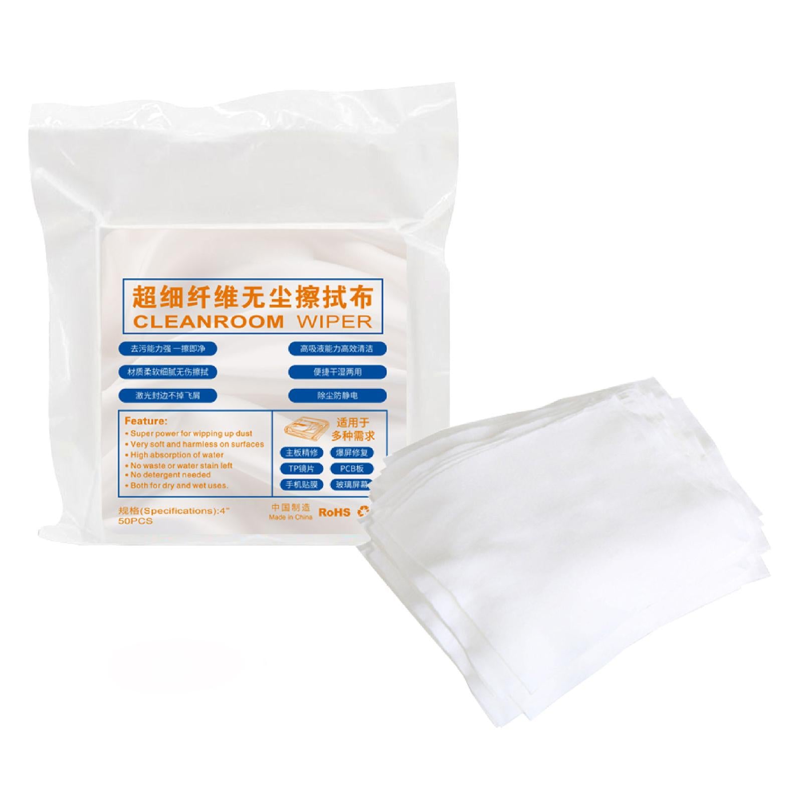 50 in 1 Anti-static 4 inch Ultra-fine Dust-free Wiping Cloth