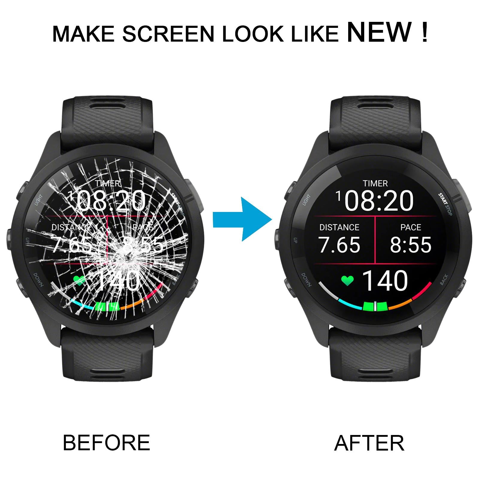 For Garmin Forerunner 265 46mm LCD Screen with Digitizer Full Assembly, Without NFC Sticker