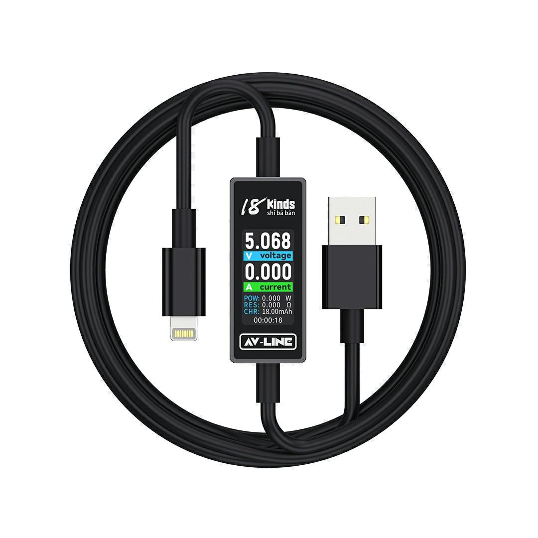 18 Kinds AV-Line 2.0 1.2m Intelligent Detection Charging Data Cable, Interface:USB to  8 Pin