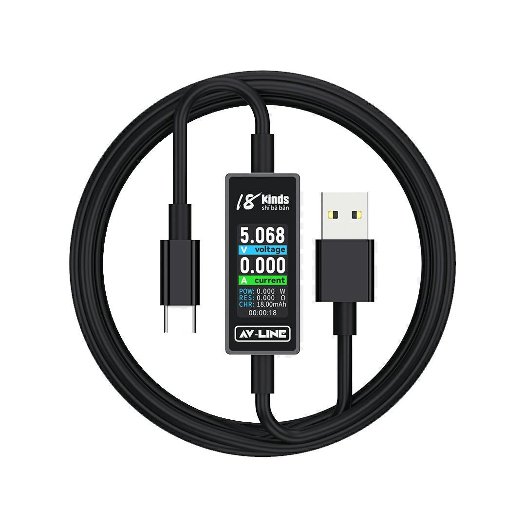 18 Kinds AV-Line 2.0 1.2m Intelligent Detection Charging Data Cable, Interface:USB to Type-C