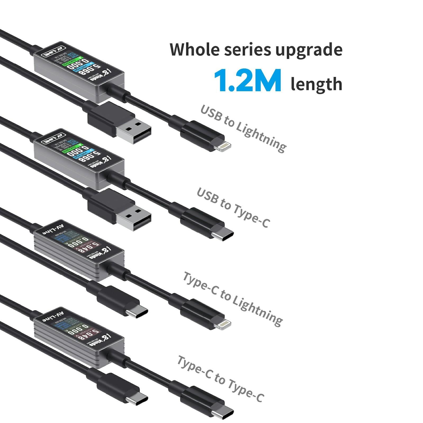 18 Kinds AV-Line 2.0 1.2m Intelligent Detection Charging Data Cable, Interface:USB to  8 Pin