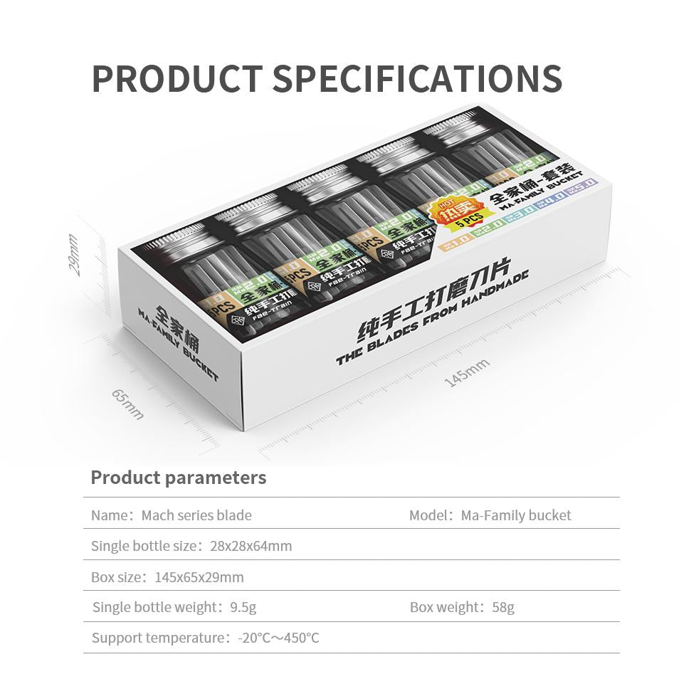 18 Kinds 5 in 1 Handmade Polishing Blade, Model:MA-Family Bucket