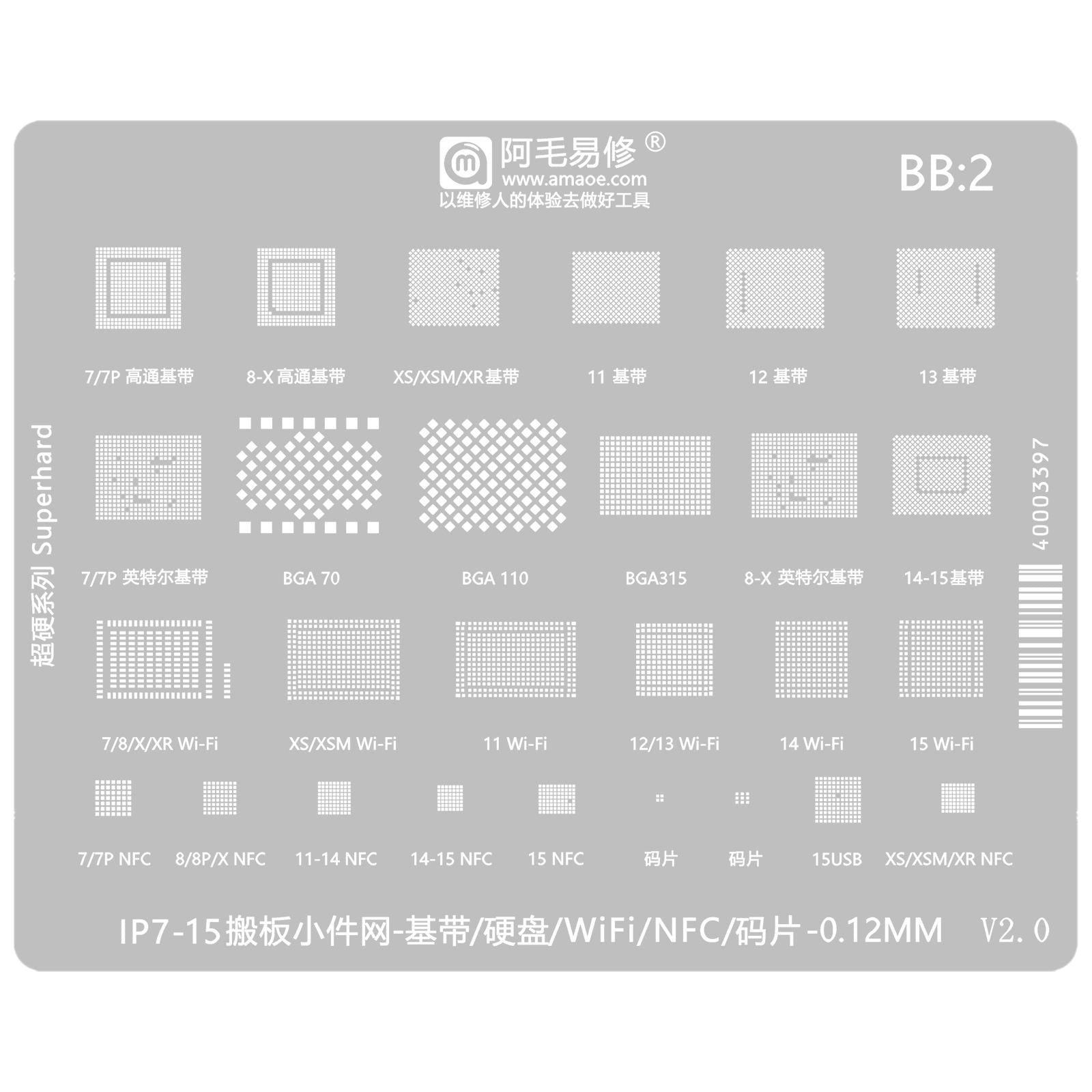 0.12mm Reballing Stencil For iPhone 7-15 Series