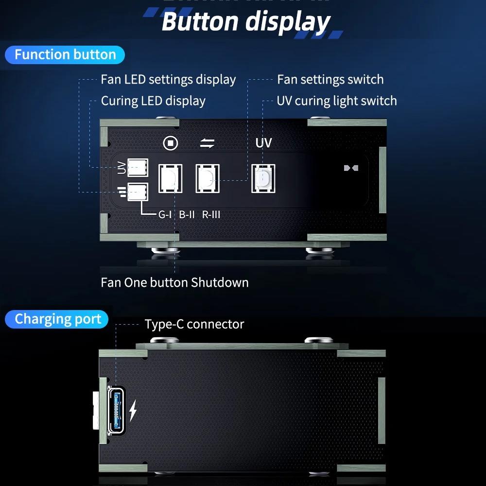 2 in 1 Three-speed Adjustment UV Curing Cooling Fan