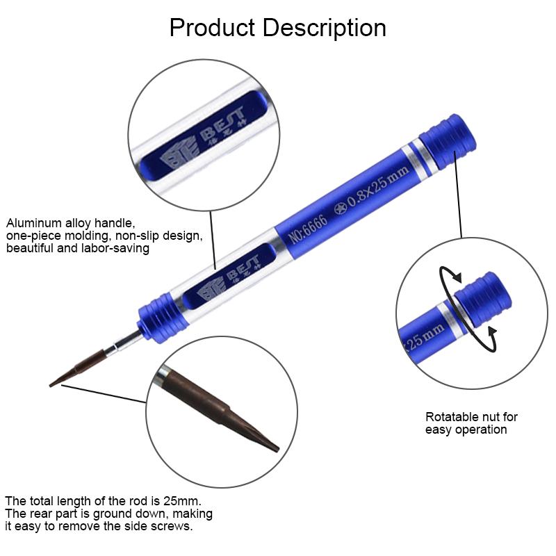 BST-6666 Aluminum Alloy Screwdriver, Model:Pentalobe 0.8