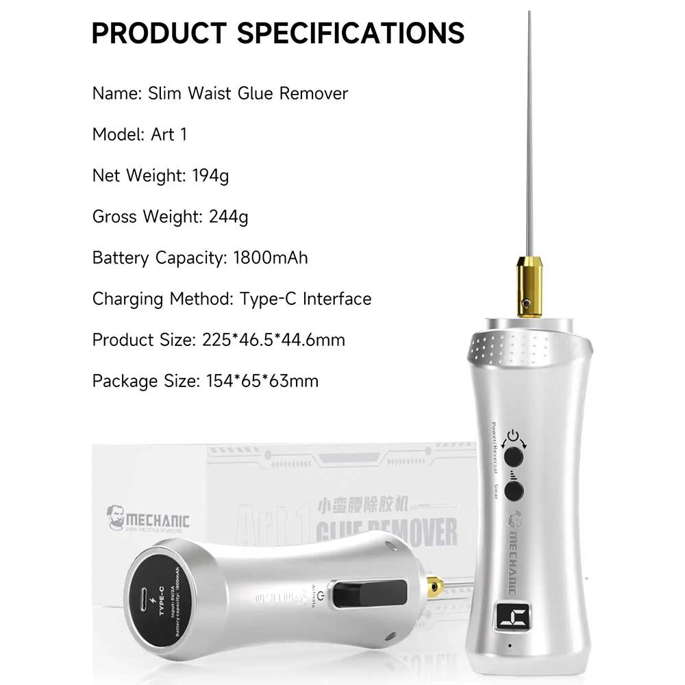 Art 1 Slim Waist Type-C Rechargeable 4-Speed Adjustment Glue Remover