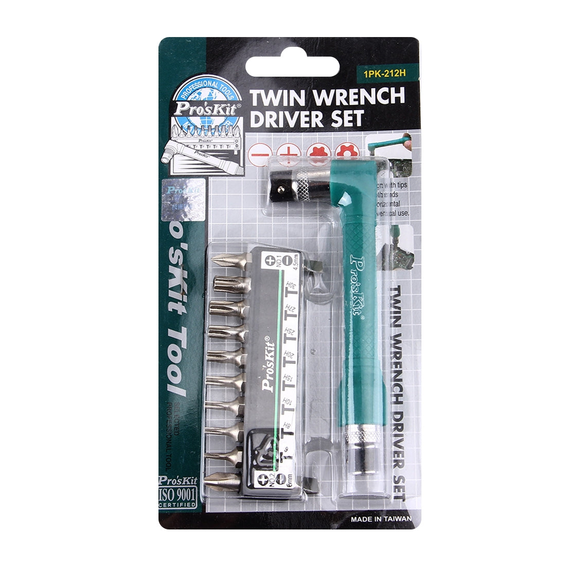 1PK-212H 10 in 1 Twin Wrench L Shaped Driver Set
