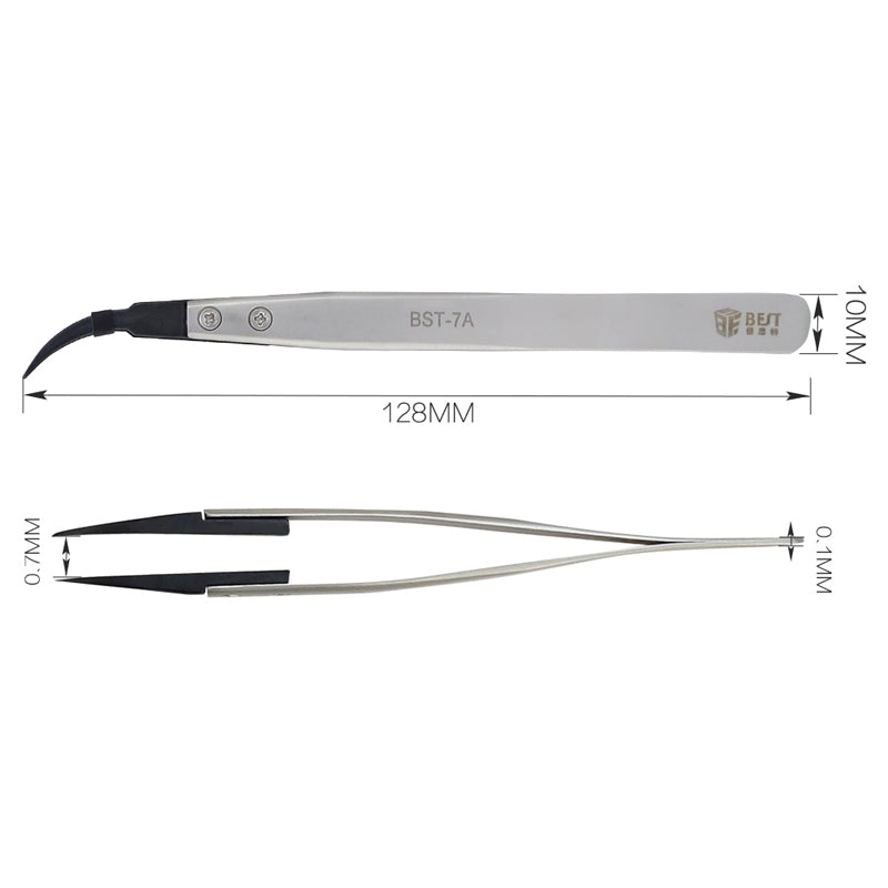 BST-7A  Curved Head Tweezers for Mobile Phone / Computer Repair