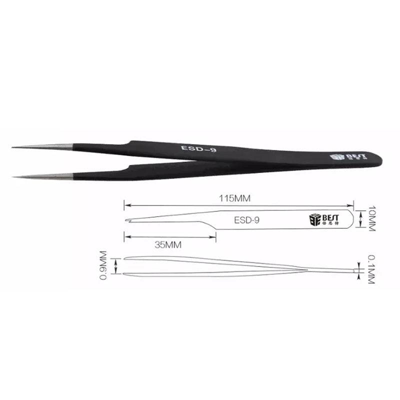 BST-09 Precision Anti-static ESD Stainless Steel Tweezers