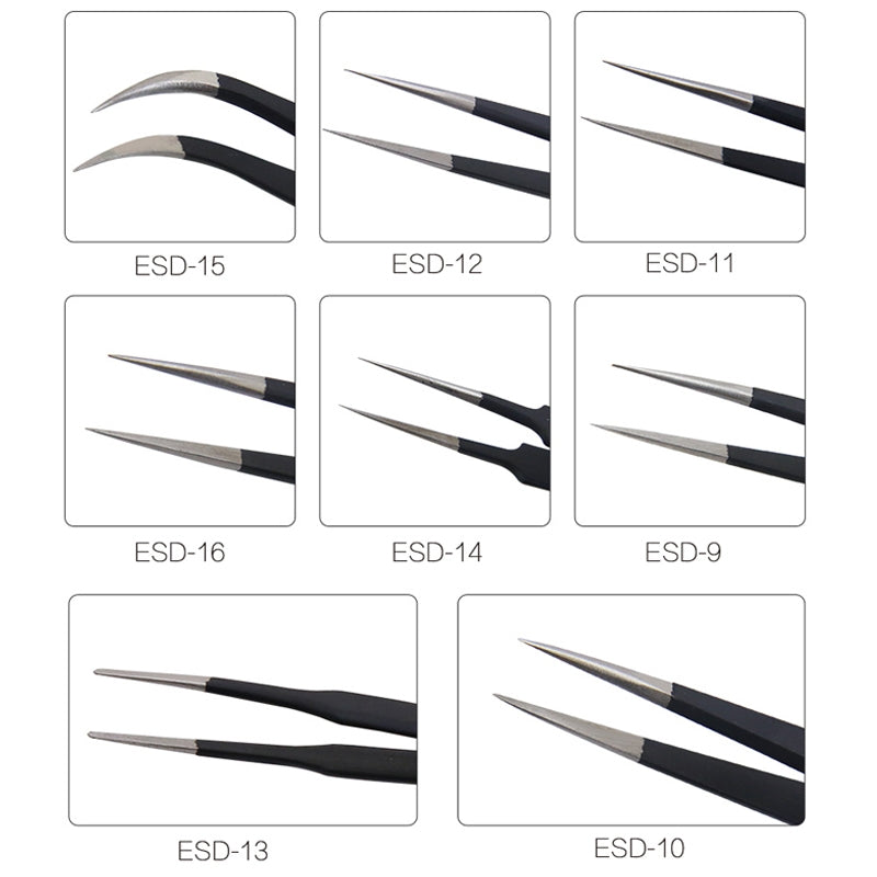 BST-13 Precision Anti-static ESD Stainless Steel Tweezers