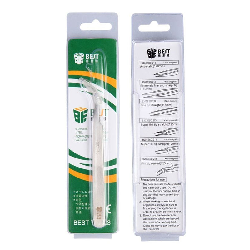 BST-15L Brushed stainless steel tweezers