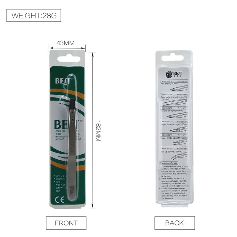 BST-250  Stainless Steel Snti Static Tweezer