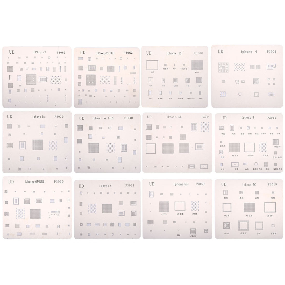 13 in 1 Mobile Phone Rework Repair BGA Reballing Stencils for iPhone
