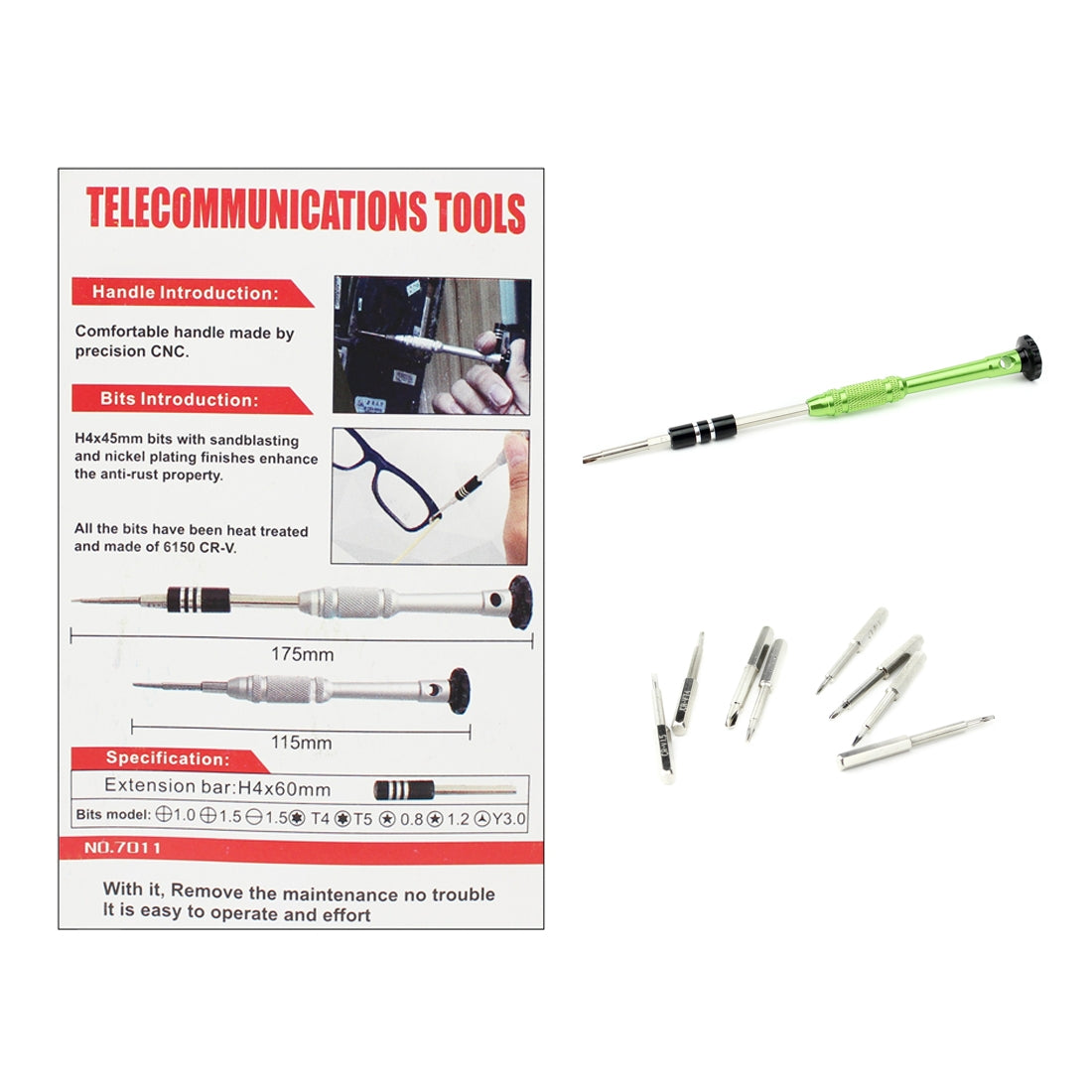 7011 10 in 1 Phone Repair Screwdriver Set, Random Color Handle Delivery