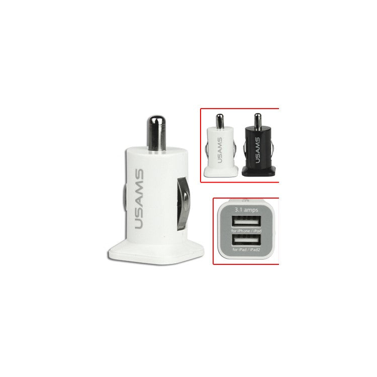 Universal Dual Port USB Car Charger Adapter for iPad iPhone iPod and etc - Black