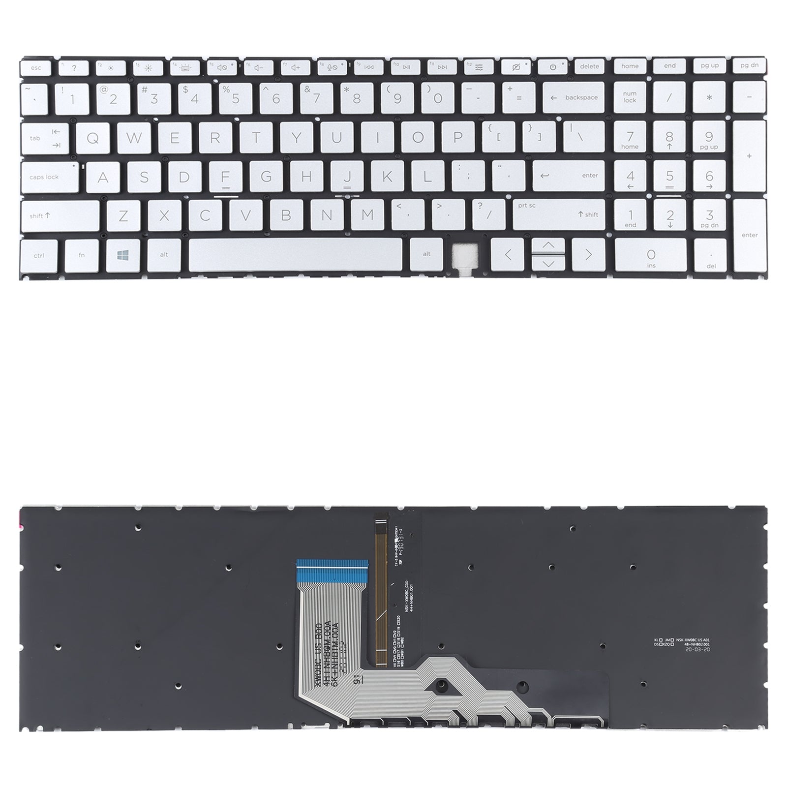 For HP Envy X360 15-ED 15-ED0008CA 15-ED0023DX US Version Keyboard with RGB Backlight  Silver