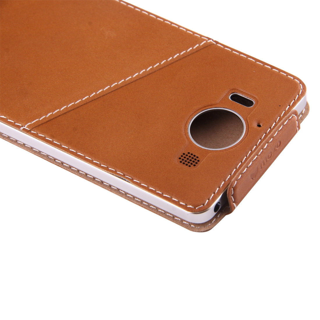 For MicroLumia 950 Vertical Flip  Leather Case + QI Wireless Standard Charging Back Cover Brown