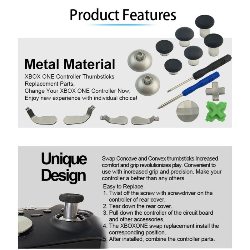 18 PCS Game Controller Handle Key Replacement Accessories for Xbox One  Black