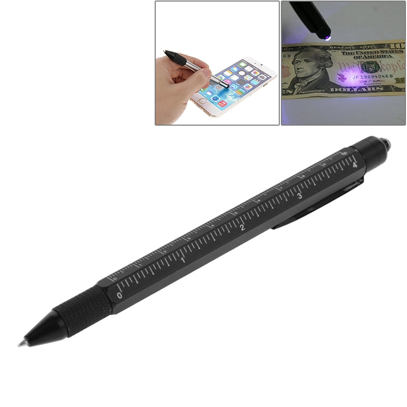 7 in 1 Metal Multifunction Touch Pen Ball Pen Screwdriver Ruler with Currency Detecting Function