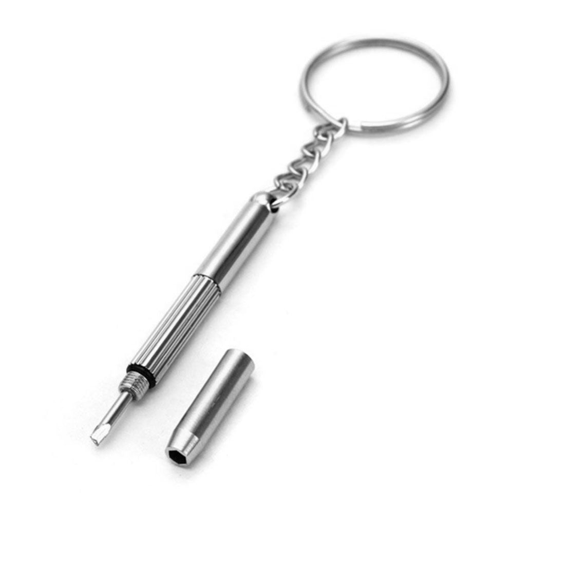 3 in 1 Professional Screwdriver  Cross 1.5, Straight 1.5,Star Nut M2.5 Repair Tool with Keychain for Smart Phone, Watches,Glasses Silver