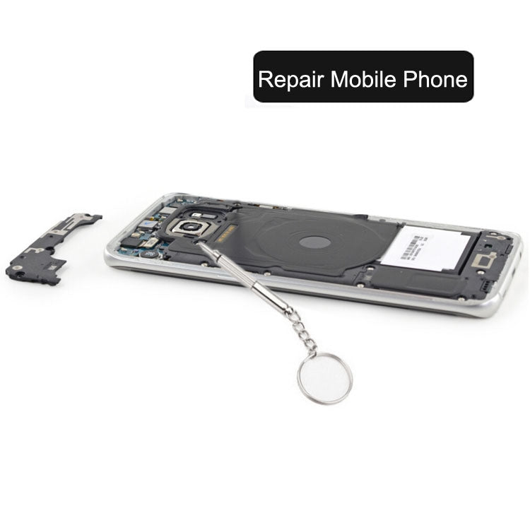 3 in 1 Professional Screwdriver  Cross 1.5, Straight 1.5,Star Nut M2.5 Repair Tool with Keychain for Smart Phone, Watches,Glasses Silver