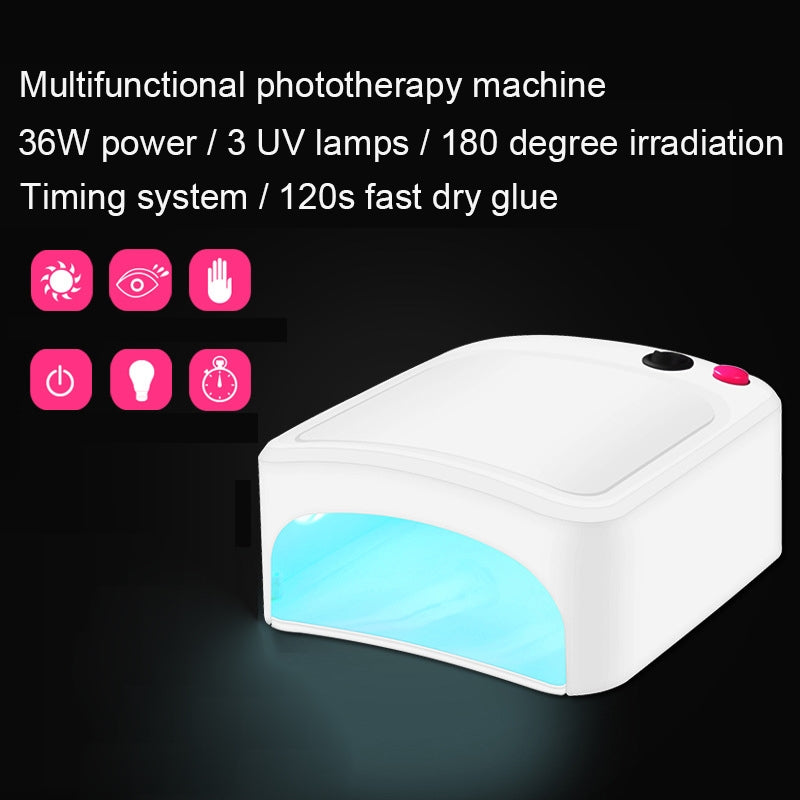 220V 36W Gel Curing UV Lamp, Phone Repair Solidifying Equipment, Nail Dryer with 3pcs UV Bulbs, EU Plug White