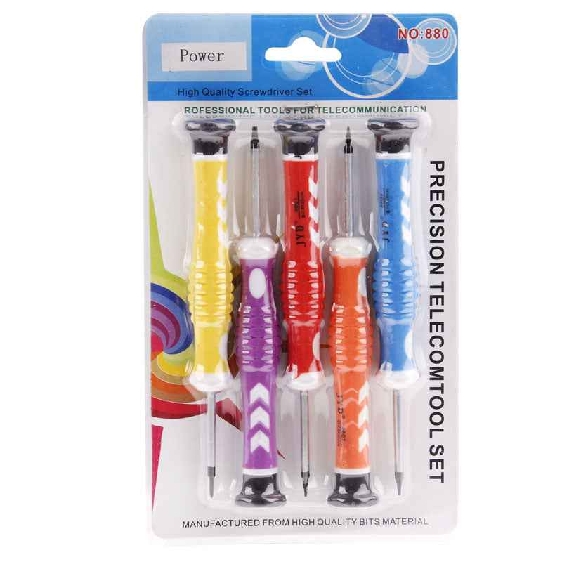 880, 5 in 1 Precision Telecom Tools Screwdrivers Sets for Apple iPhone / Blackberry Other Mobile Phone