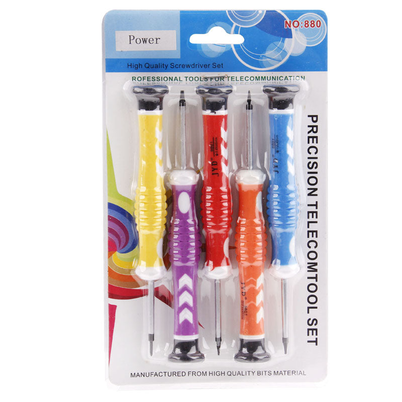 880, 5 in 1 Precision Telecom Tools Screwdrivers Sets for Apple iPhone / Blackberry Other Mobile Phone
