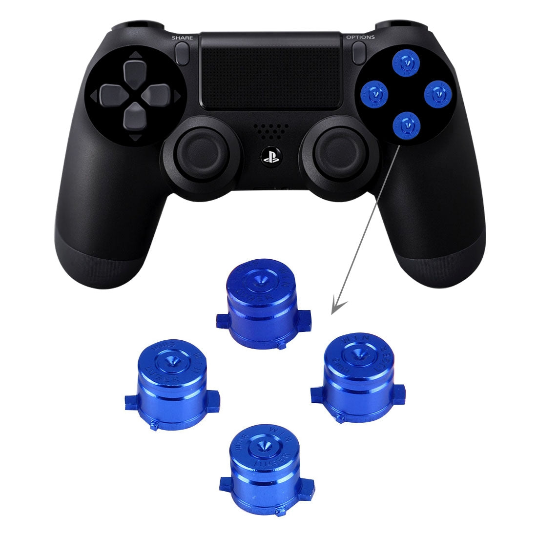 Aluminum Metal Buttons for PS4 9mm Mod Kits Bullet Blue
